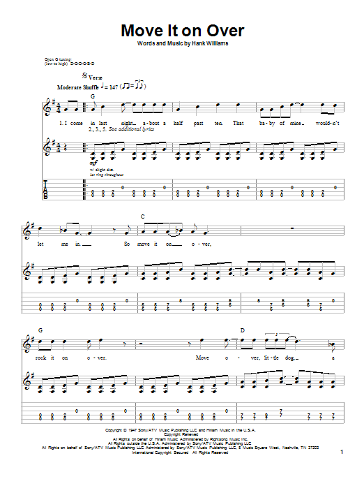 Download George Thorogood Move It On Over Sheet Music