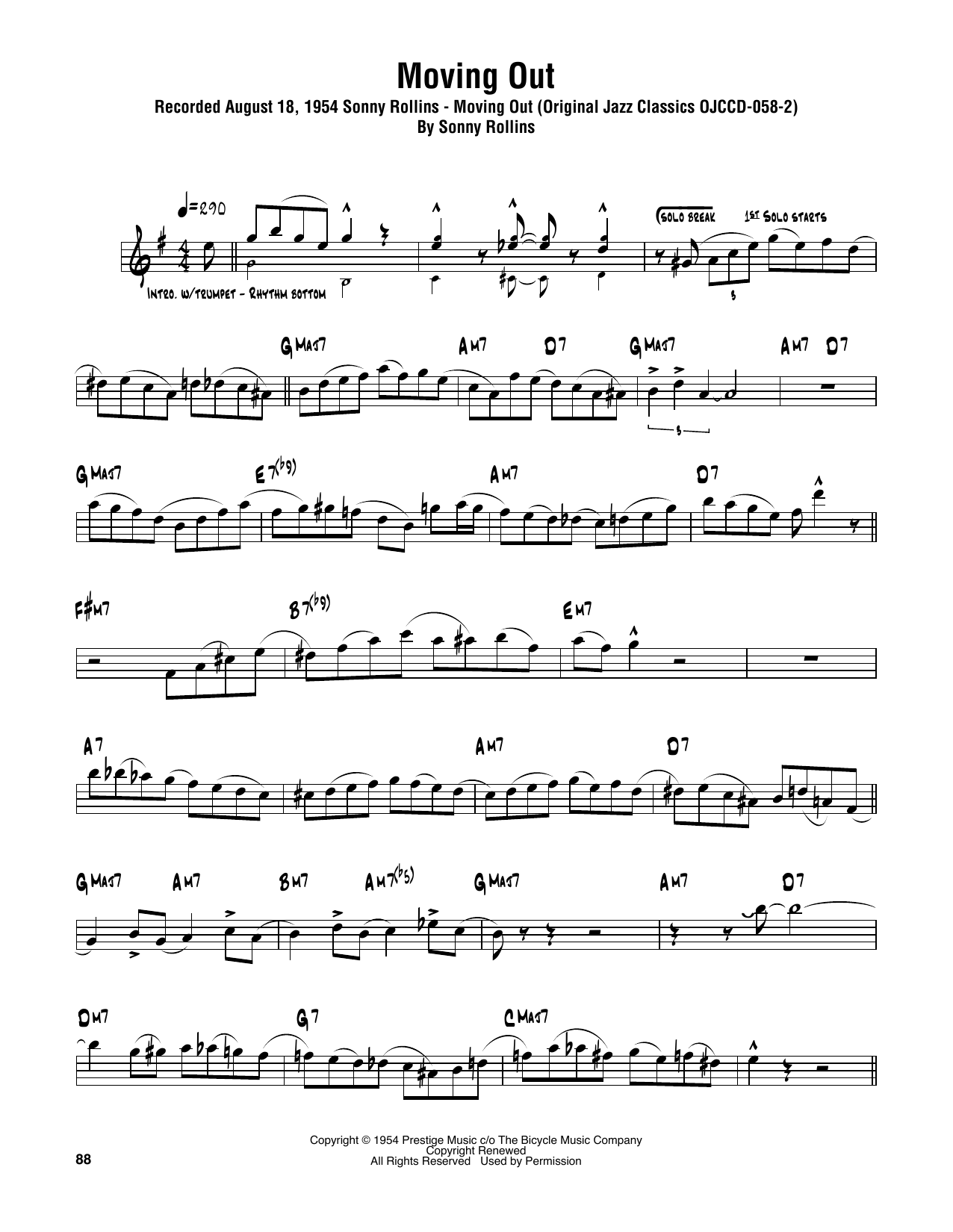 Download Sonny Rollins Moving Out Sheet Music