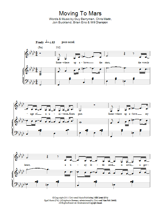 Download Coldplay Moving To Mars Sheet Music