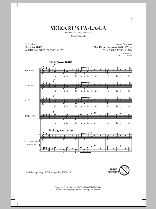 Download Philip Kern Mozart's Fa-La-La Sheet Music