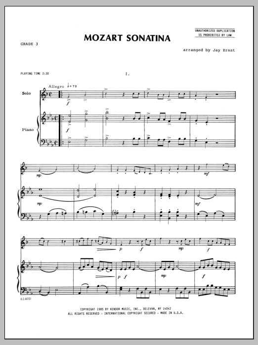 Download Ernst Mozart Sonatina - Piano Sheet Music