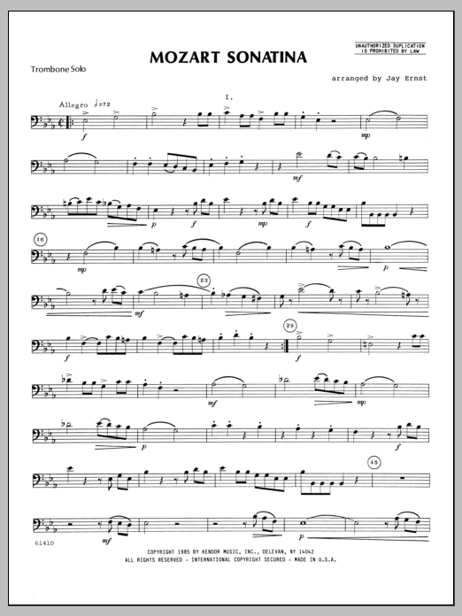 Download Ernst Mozart Sonatina - Trombone Sheet Music