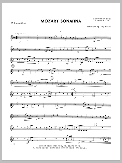 Download Ernst Mozart Sonatina - Trumpet Sheet Music