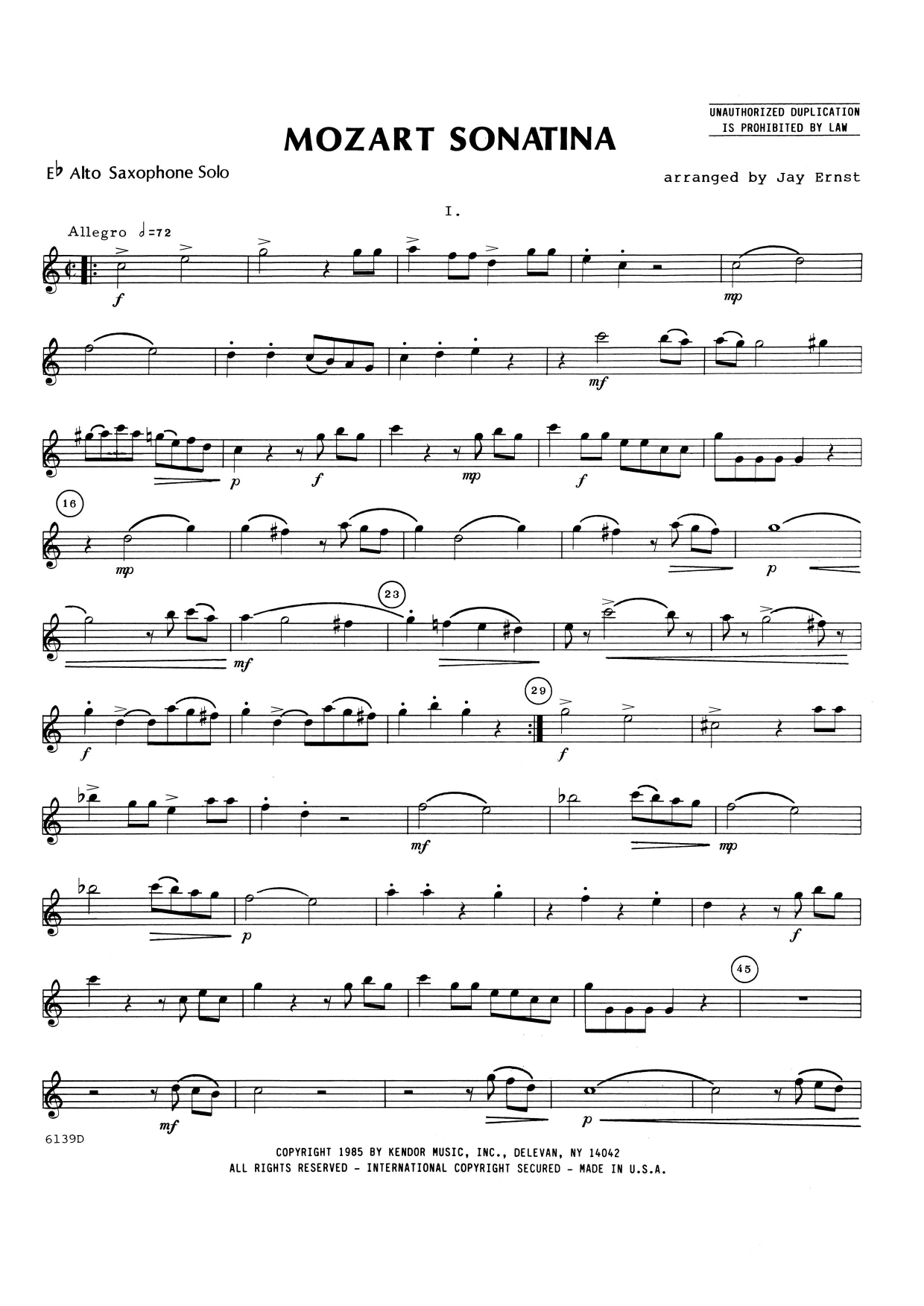 Download Jay Ernst Mozart Sonatina (K. 439B) - Eb Alto Sax Sheet Music
