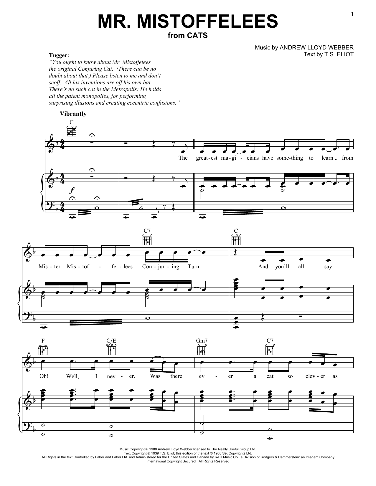 Download Andrew Lloyd Webber Mr. Mistoffelees (from Cats) Sheet Music