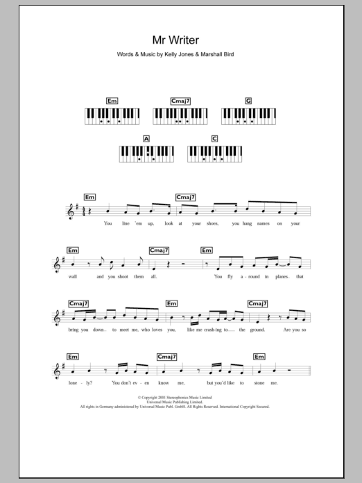 Download Stereophonics Mr. Writer Sheet Music