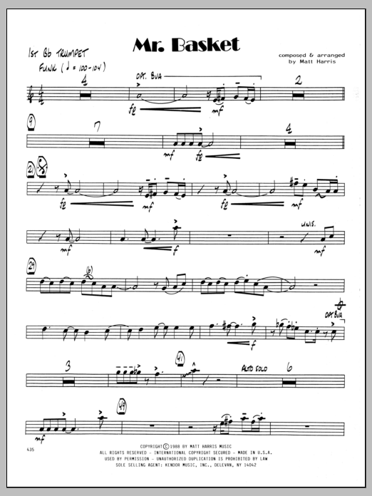 Download Matt Harris Mr. Basket - 1st Bb Trumpet Sheet Music