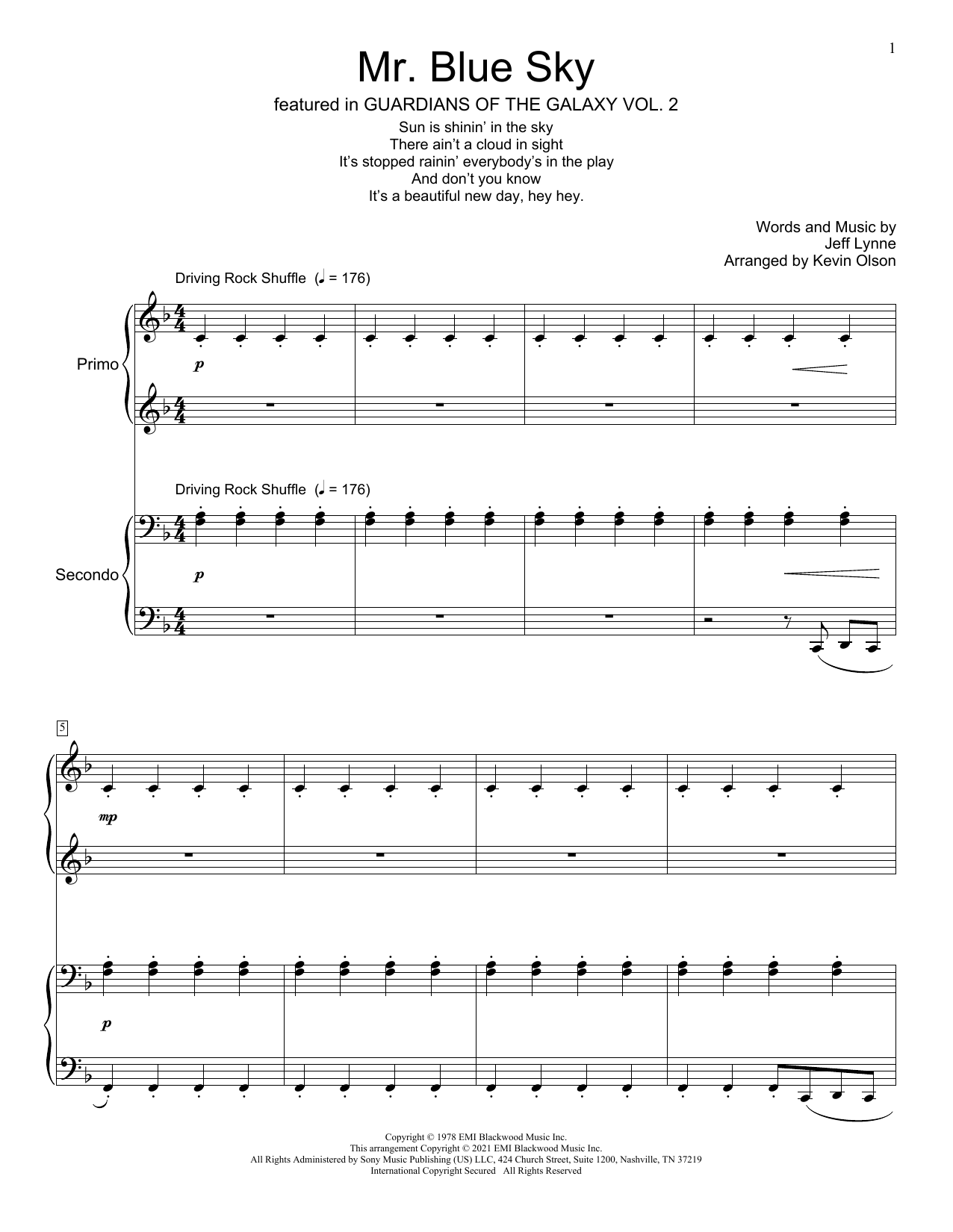 Download Electric Light Orchestra Mr. Blue Sky (arr. Kevin Olson) Sheet Music