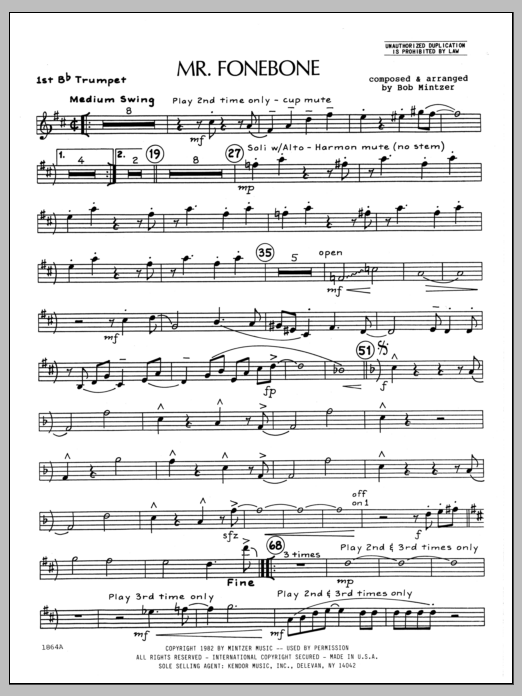 Download Bob Mintzer Mr. Fonebone - 1st Bb Trumpet Sheet Music