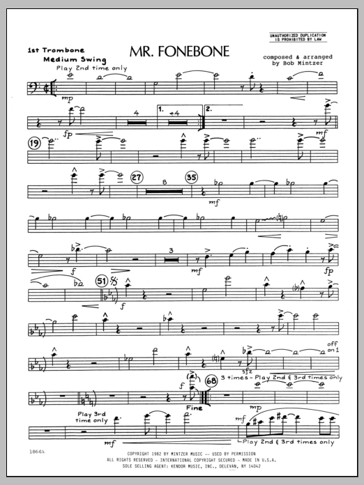 Download Bob Mintzer Mr. Fonebone - 1st Trombone Sheet Music