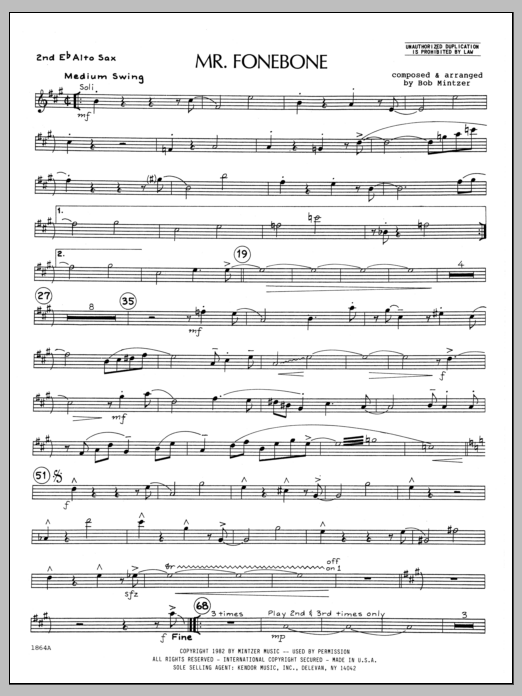 Download Bob Mintzer Mr. Fonebone - 2nd Eb Alto Saxophone Sheet Music