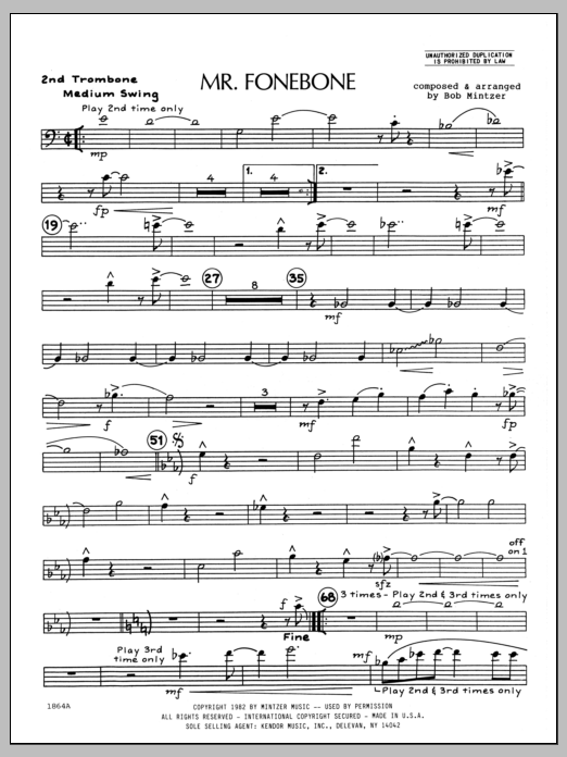 Download Bob Mintzer Mr. Fonebone - 2nd Trombone Sheet Music