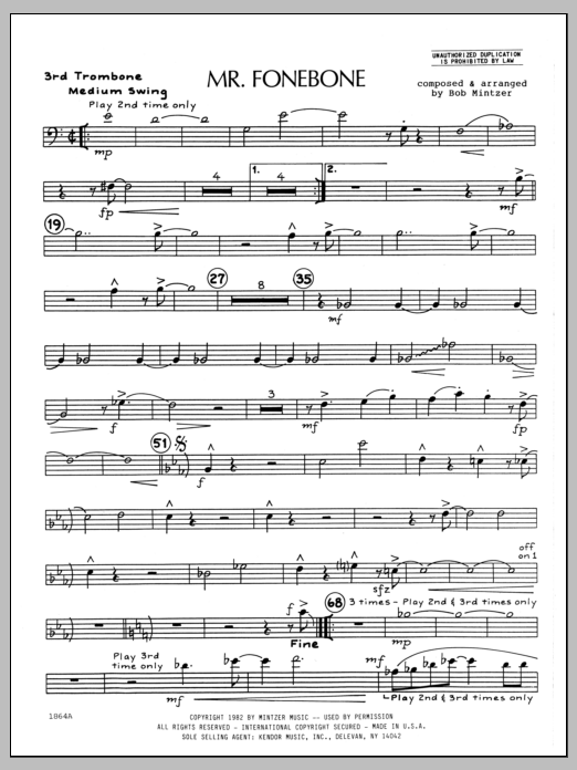 Download Bob Mintzer Mr. Fonebone - 3rd Trombone Sheet Music