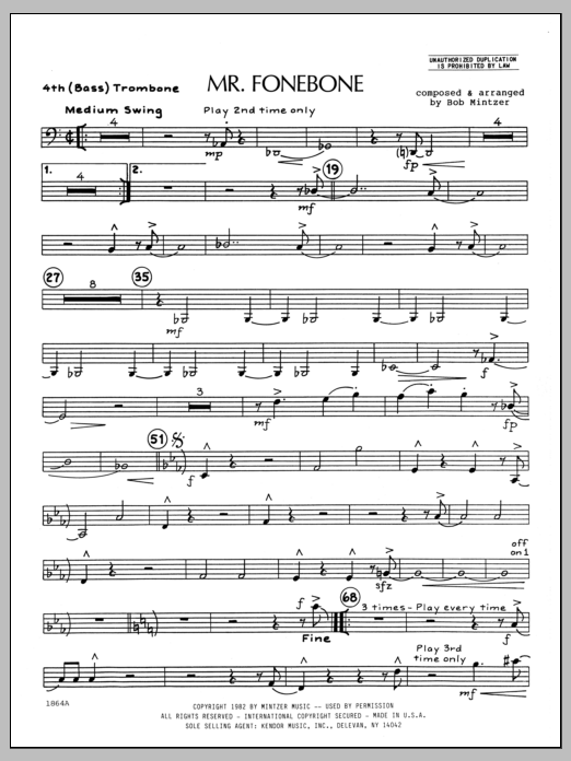 Download Bob Mintzer Mr. Fonebone - 4th Trombone Sheet Music