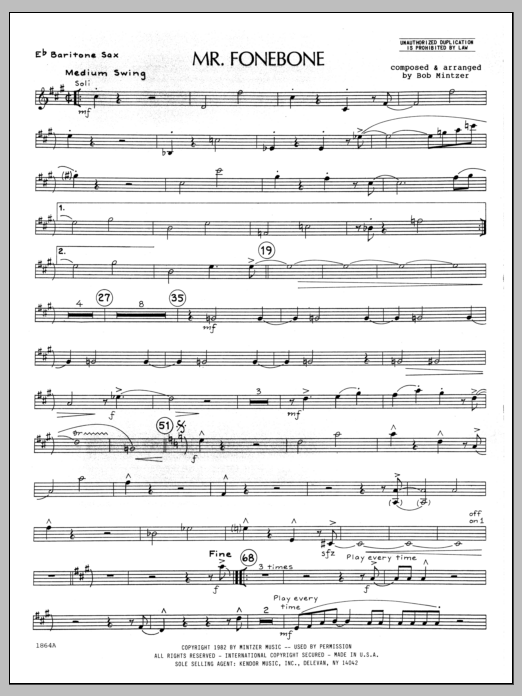 Download Bob Mintzer Mr. Fonebone - Baritone Sax Sheet Music