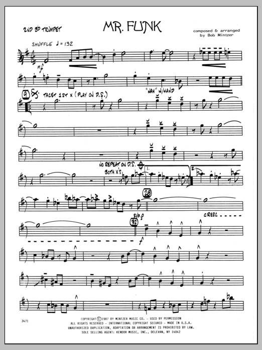 Download Bob Mintzer Mr. Funk - 2nd Bb Trumpet Sheet Music