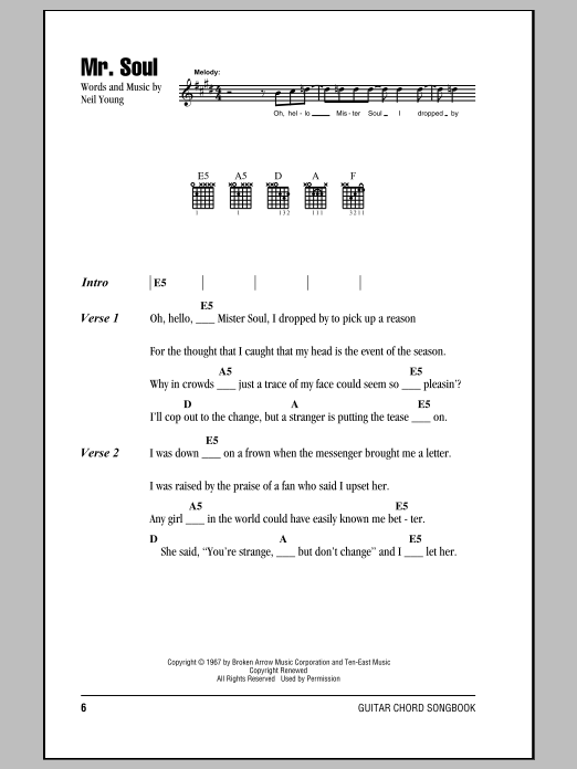 Download Neil Young Mr. Soul Sheet Music