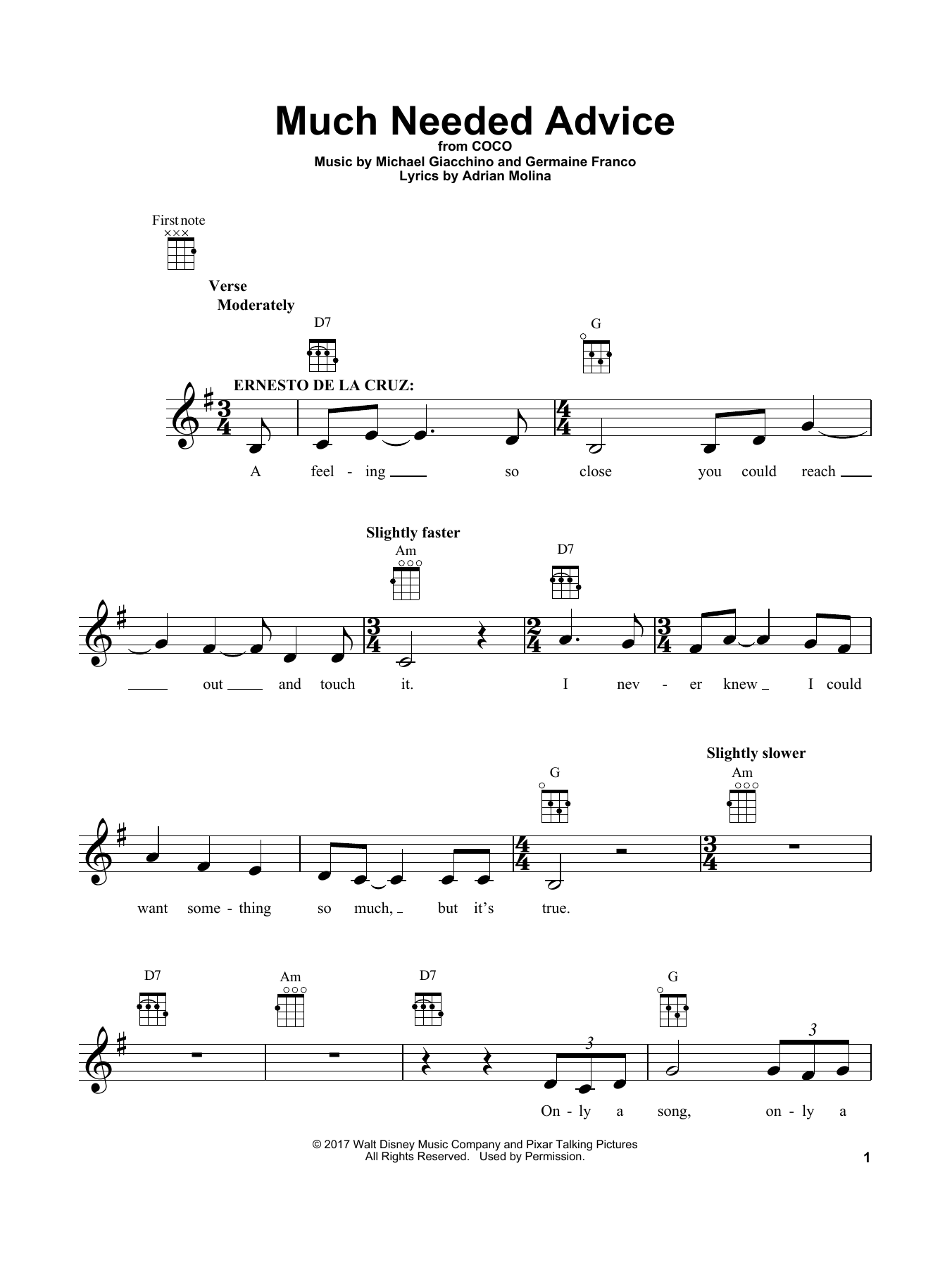 Download Michael Giacchino Much Needed Advice (from Coco) Sheet Music