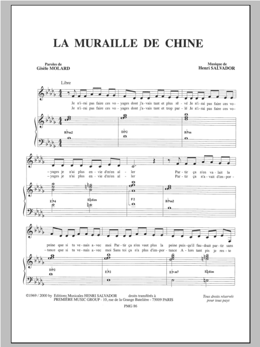 Download Henri Salvador Muraille De Chine Sheet Music