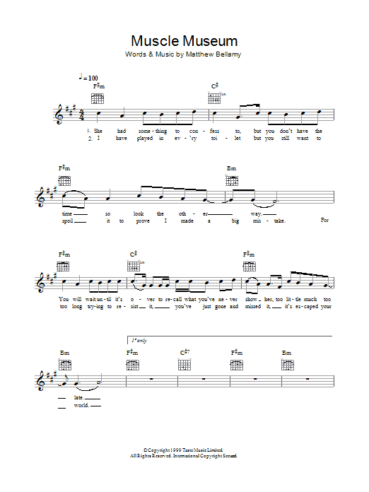 Download Muse Muscle Museum Sheet Music