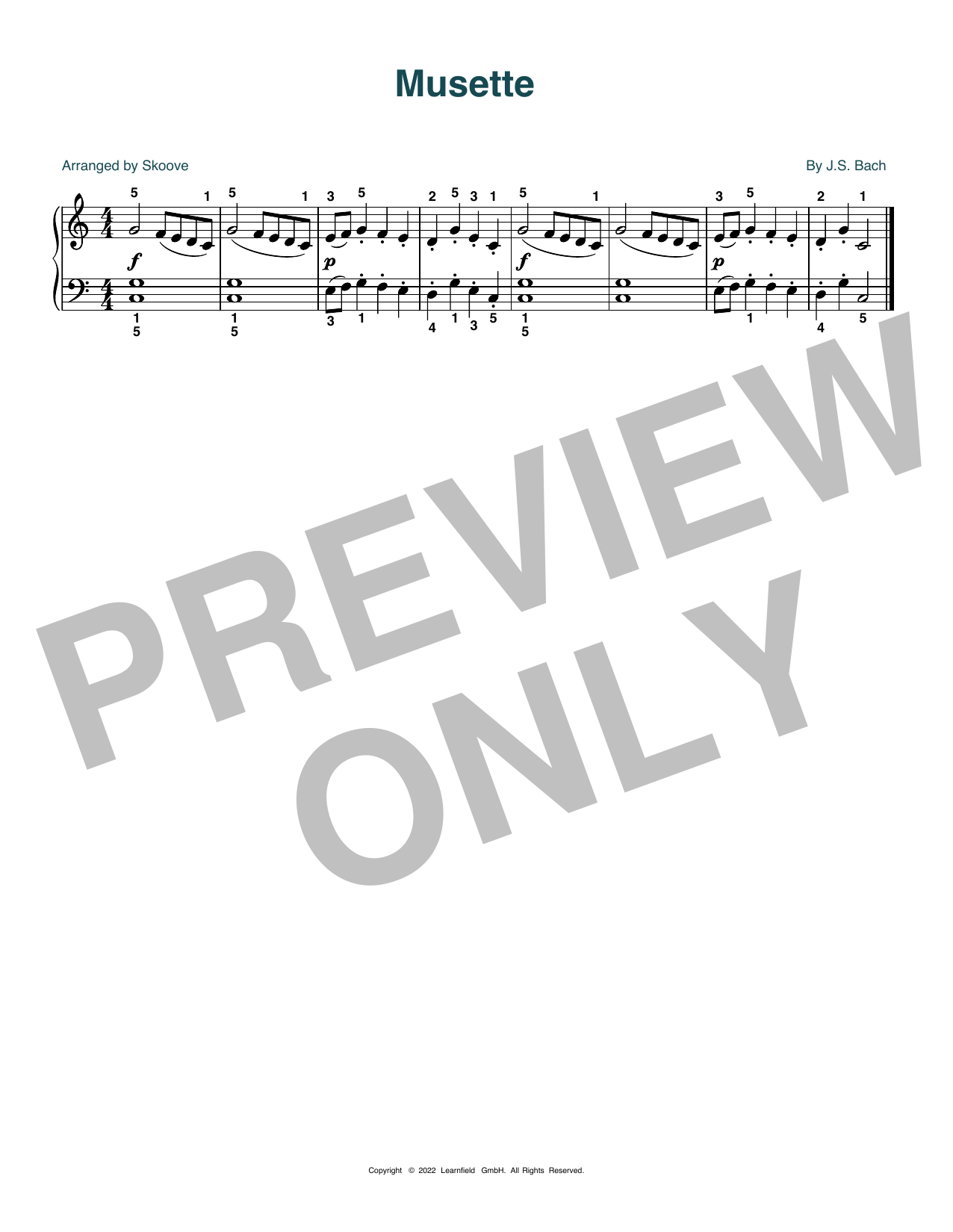 Download J.S. Bach Musette (arr. Skoove) Sheet Music