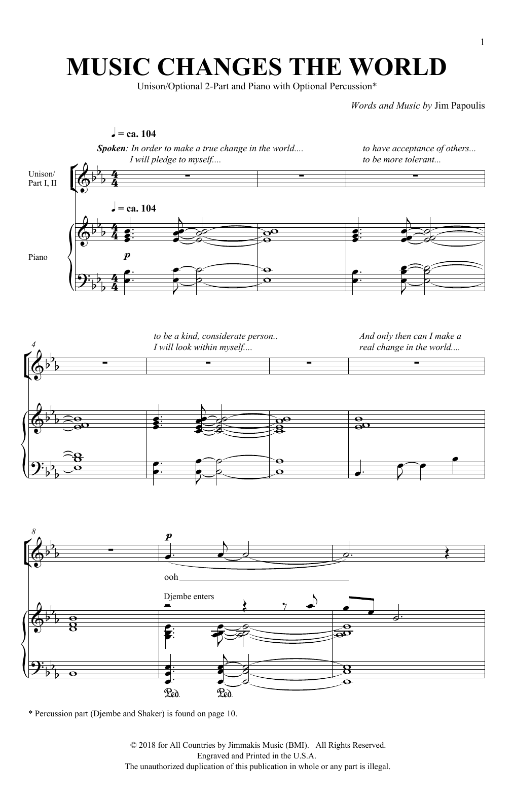Download Jim Papoulis Music Changes The World Sheet Music