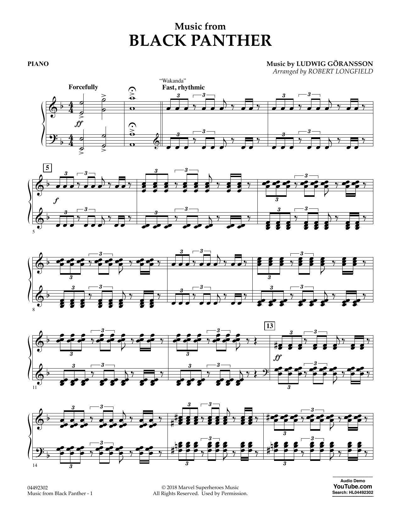 Download Ludwig Göransson Music from Black Panther (arr. Robert L Sheet Music