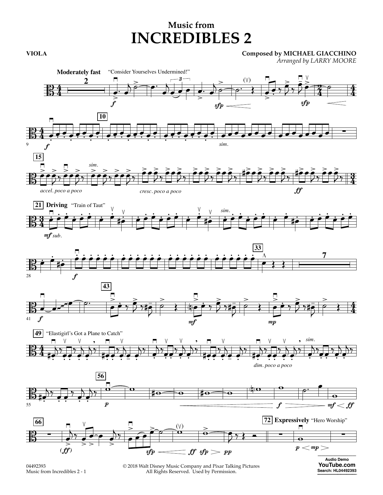 Download Michael Giacchino Music from Incredibles 2 (arr. Larry Mo Sheet Music