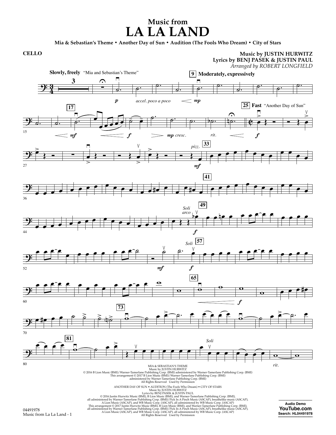 Download Robert Longfield Music from La La Land - Cello Sheet Music