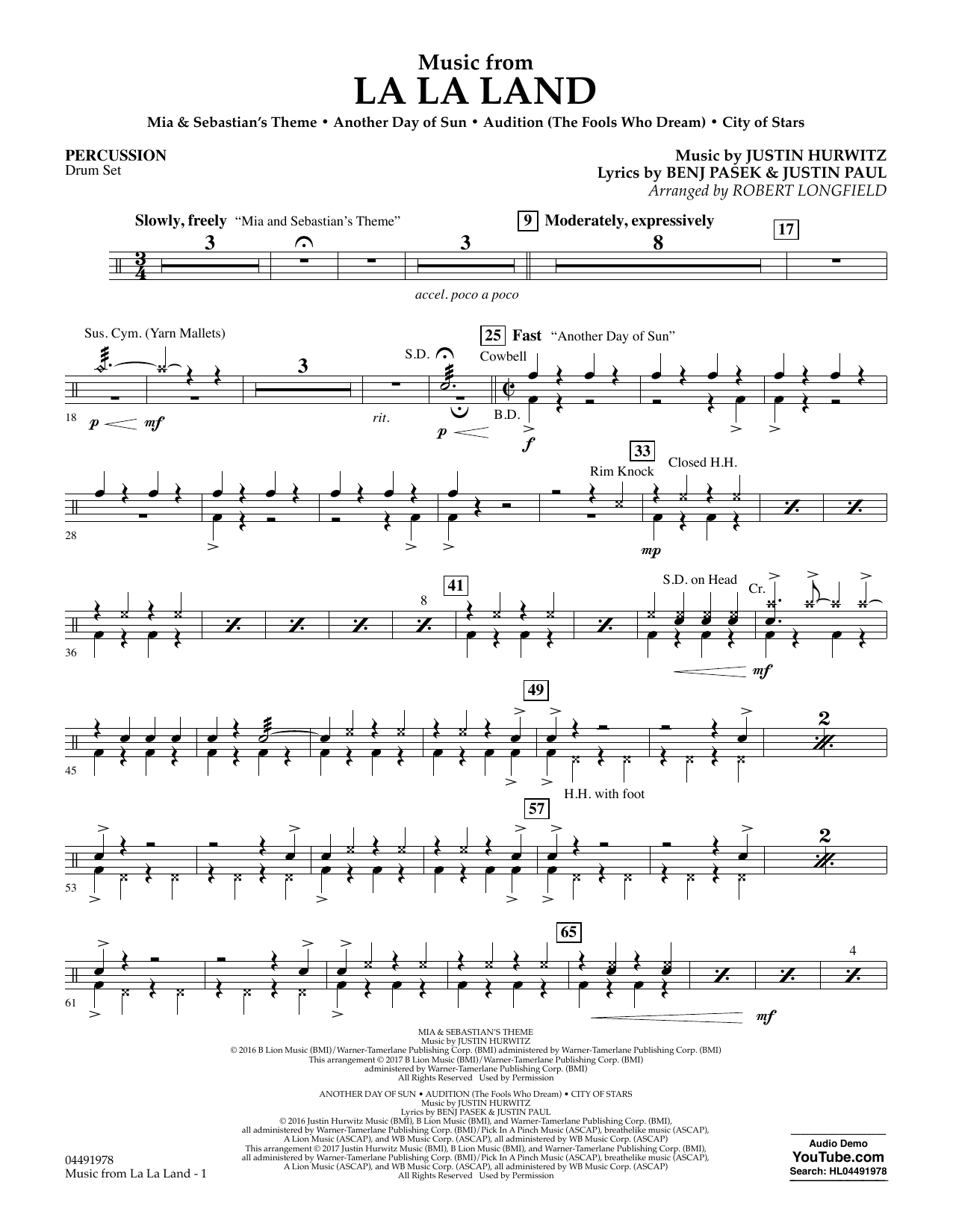 Download Robert Longfield Music from La La Land - Percussion Sheet Music