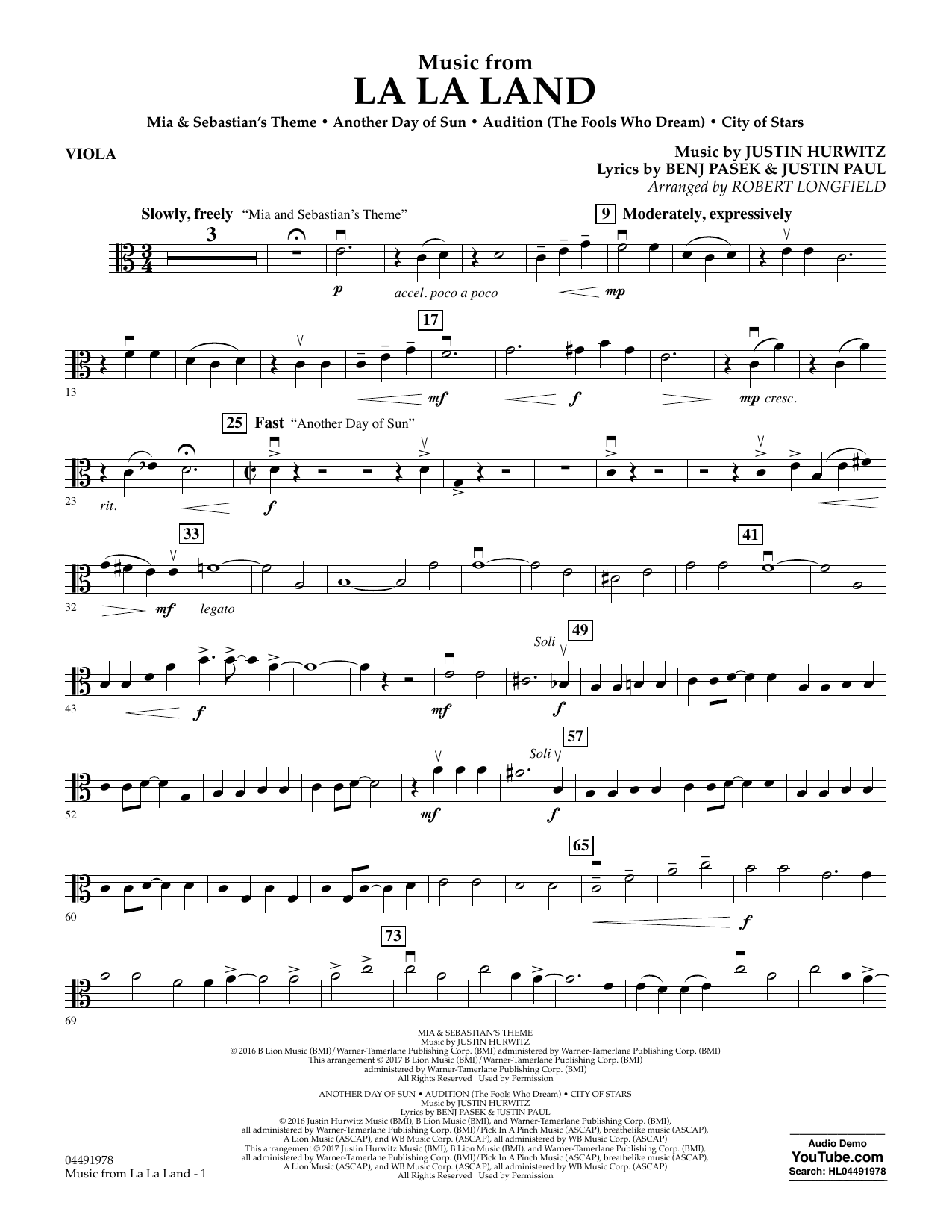 Download Robert Longfield Music from La La Land - Viola Sheet Music