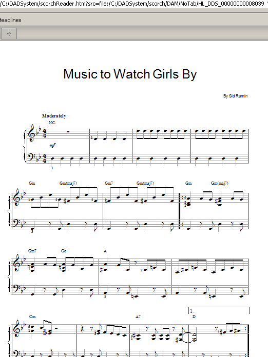 Download Sid Ramin Music To Watch Girls By Sheet Music