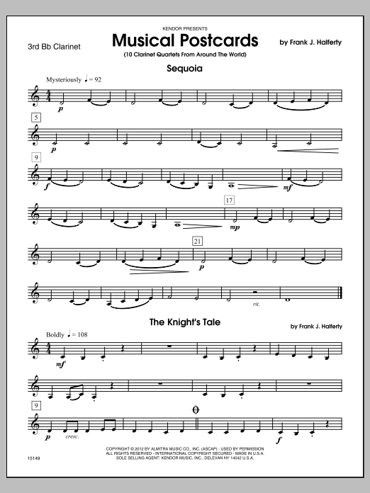 Download Halferty Musical Postcards (10 Clarinet Quartets Sheet Music