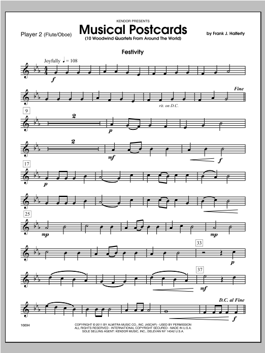 Download Halferty Musical Postcards (10 Woodwind Quartets Sheet Music