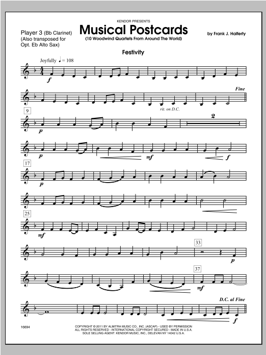 Download Halferty Musical Postcards (10 Woodwind Quartets Sheet Music