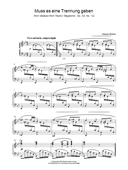 Download Johannes Brahms Muss es eine Trennung geben (from Balla Sheet Music
