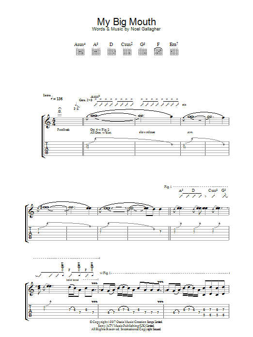 Download Oasis My Big Mouth Sheet Music