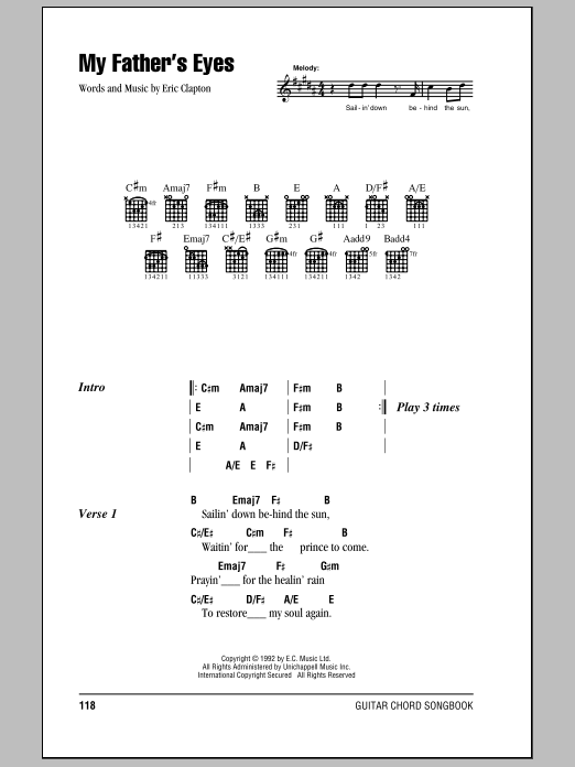 Download Eric Clapton My Father's Eyes Sheet Music