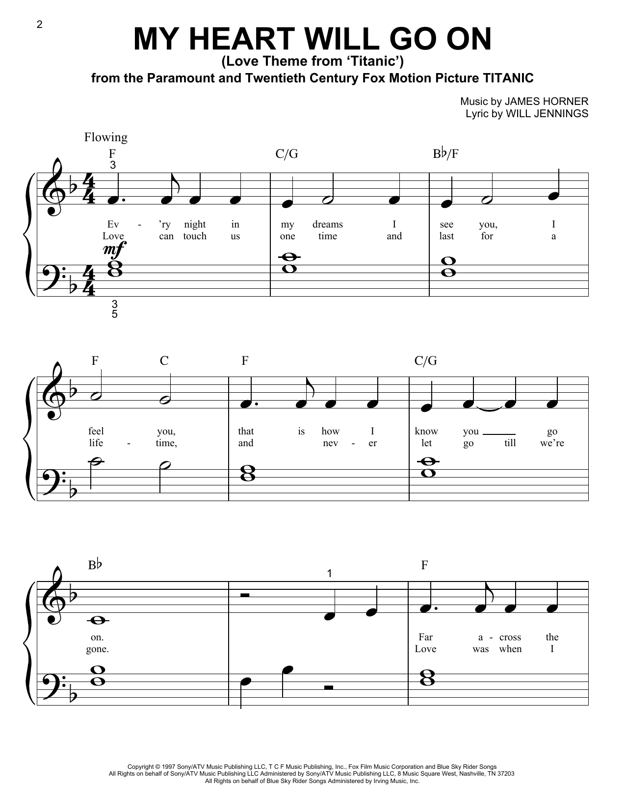 Download Celine Dion My Heart Will Go On (Love Theme from Ti Sheet Music