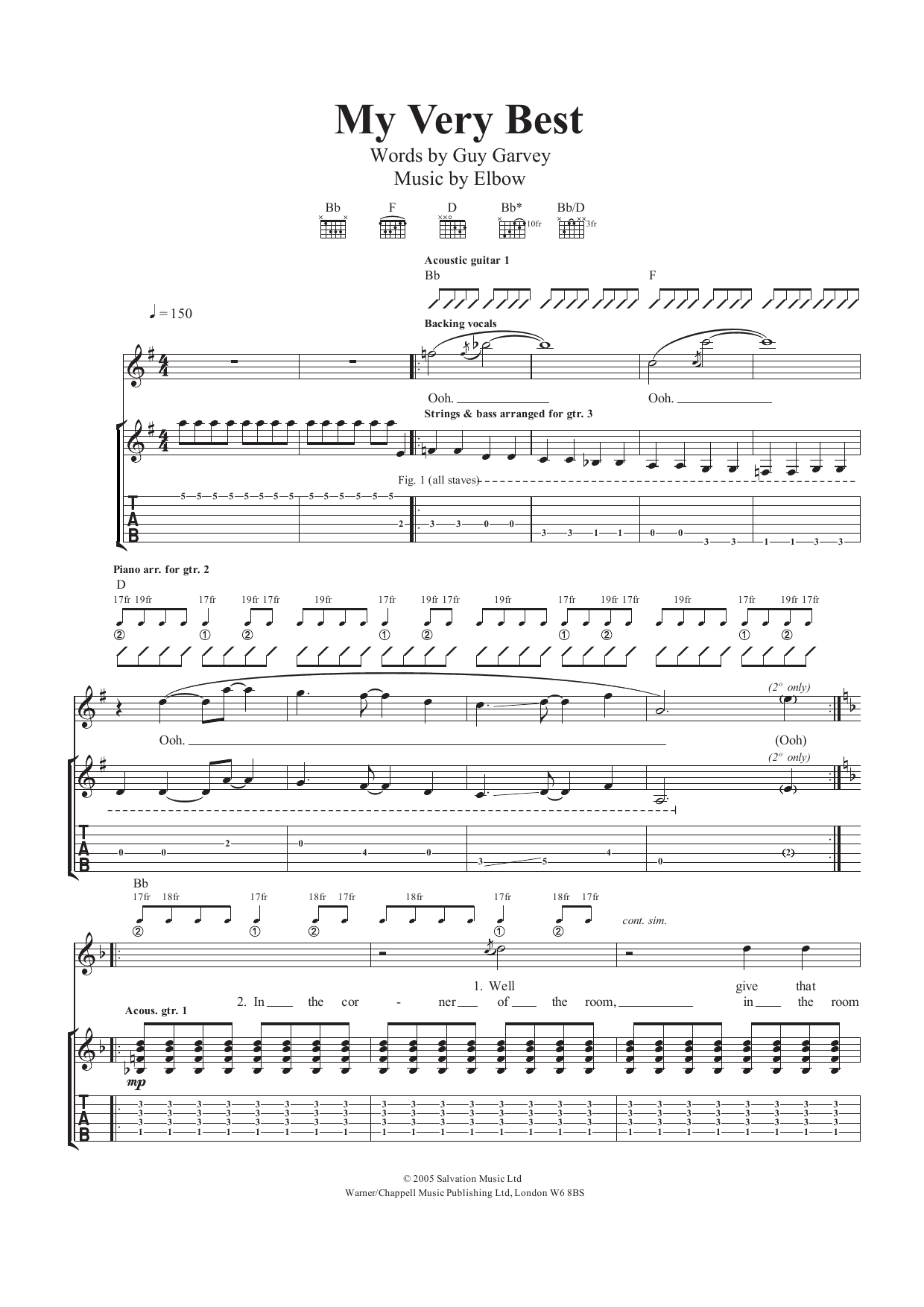 Download Elbow My Very Best Sheet Music