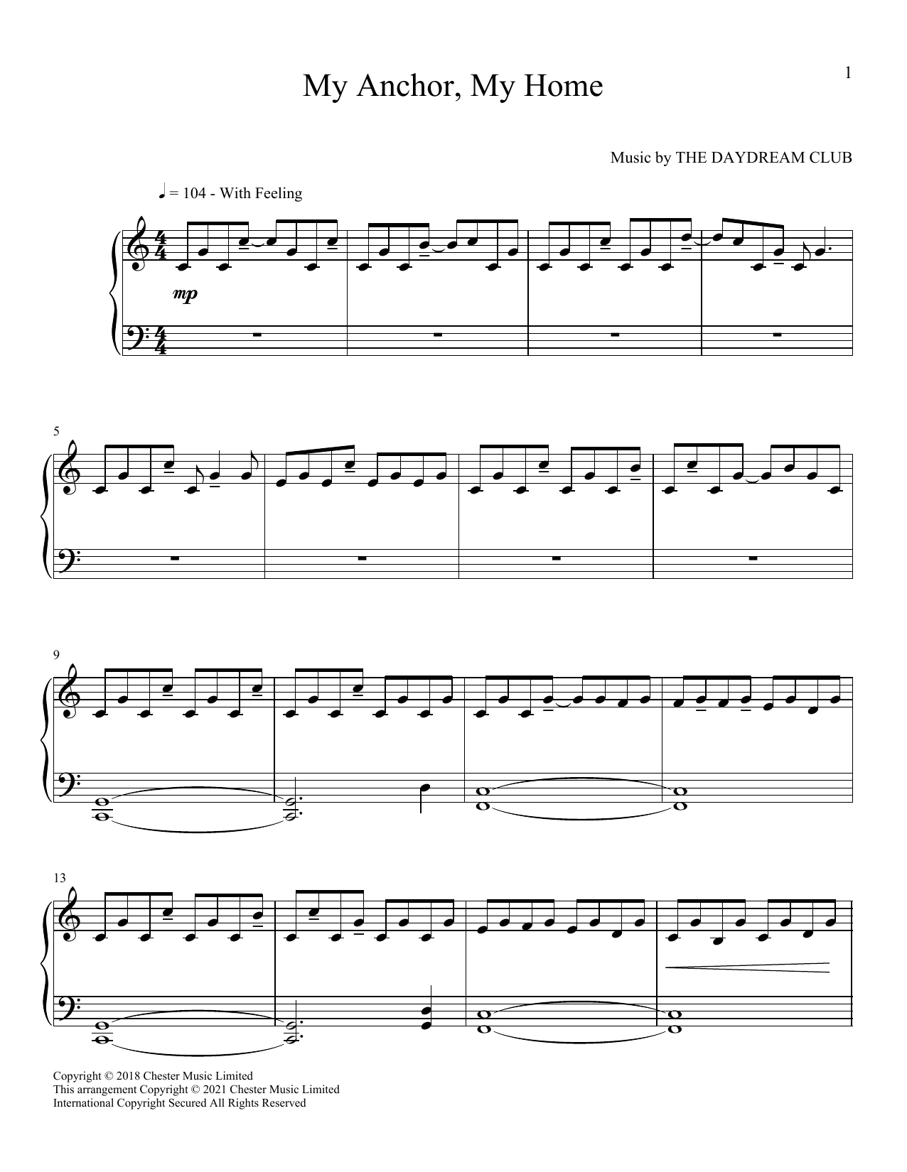 Download The Daydream Club My Anchor, My Home Sheet Music