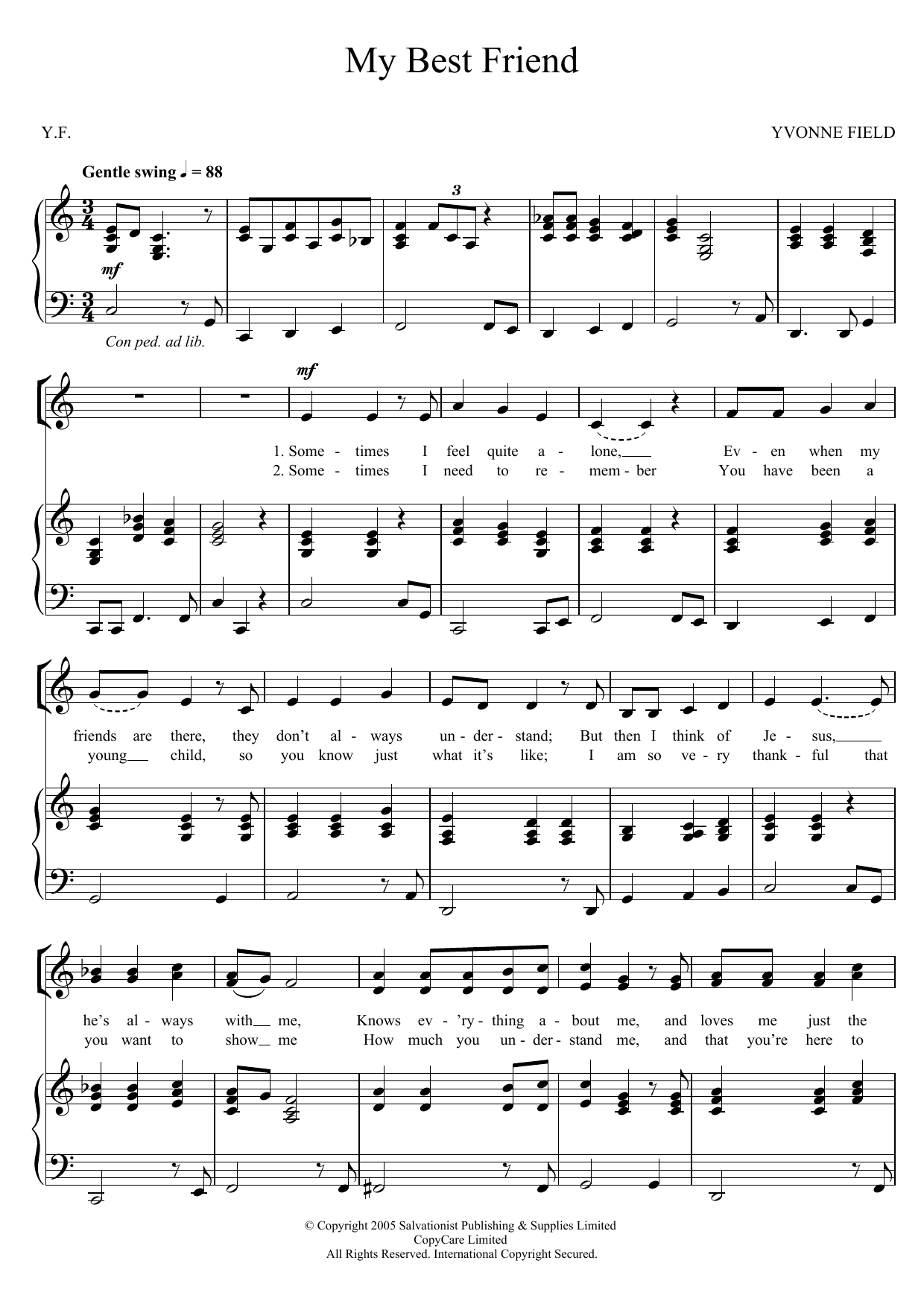 Download The Salvation Army My Best Friend Sheet Music