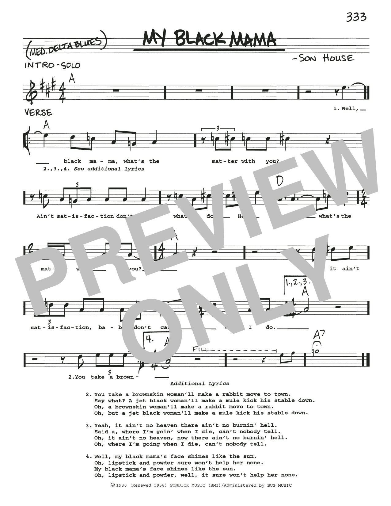 Download Son House My Black Mama Sheet Music