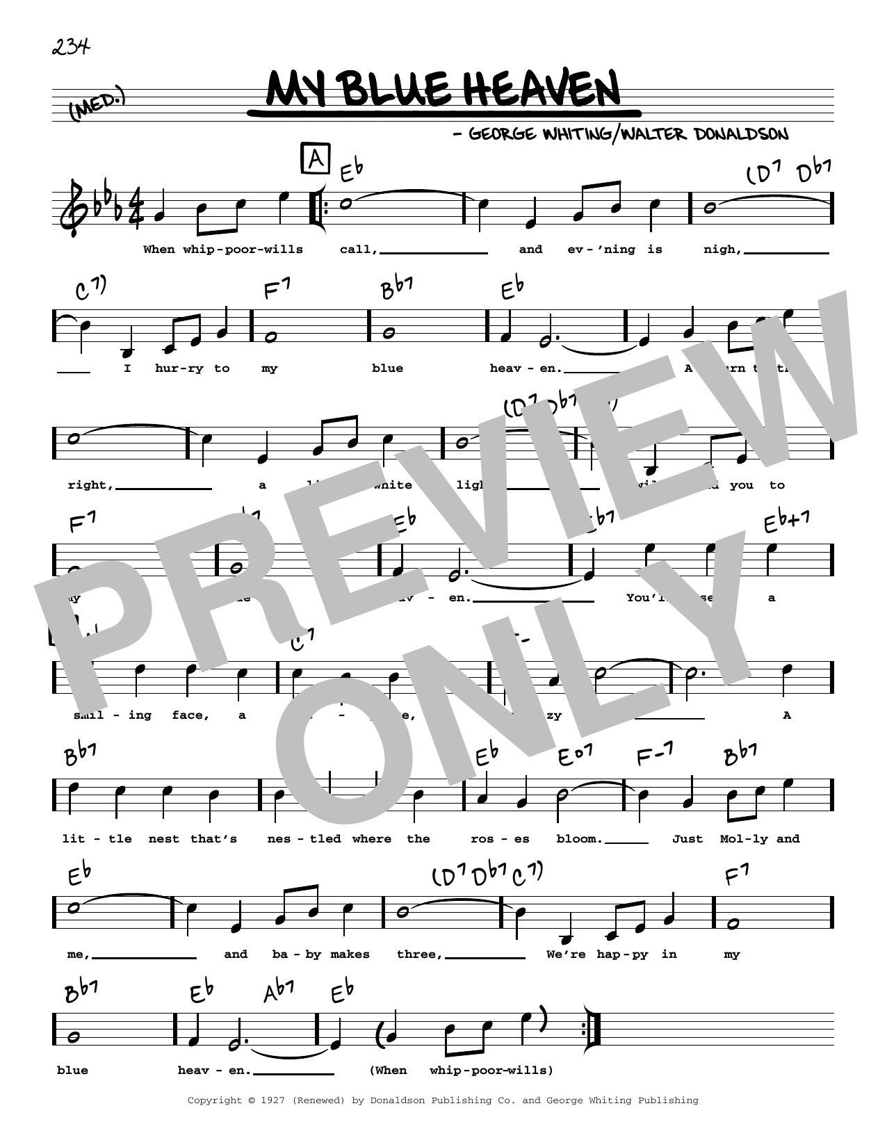 Download George Whiting My Blue Heaven (arr. Robert Rawlins) Sheet Music