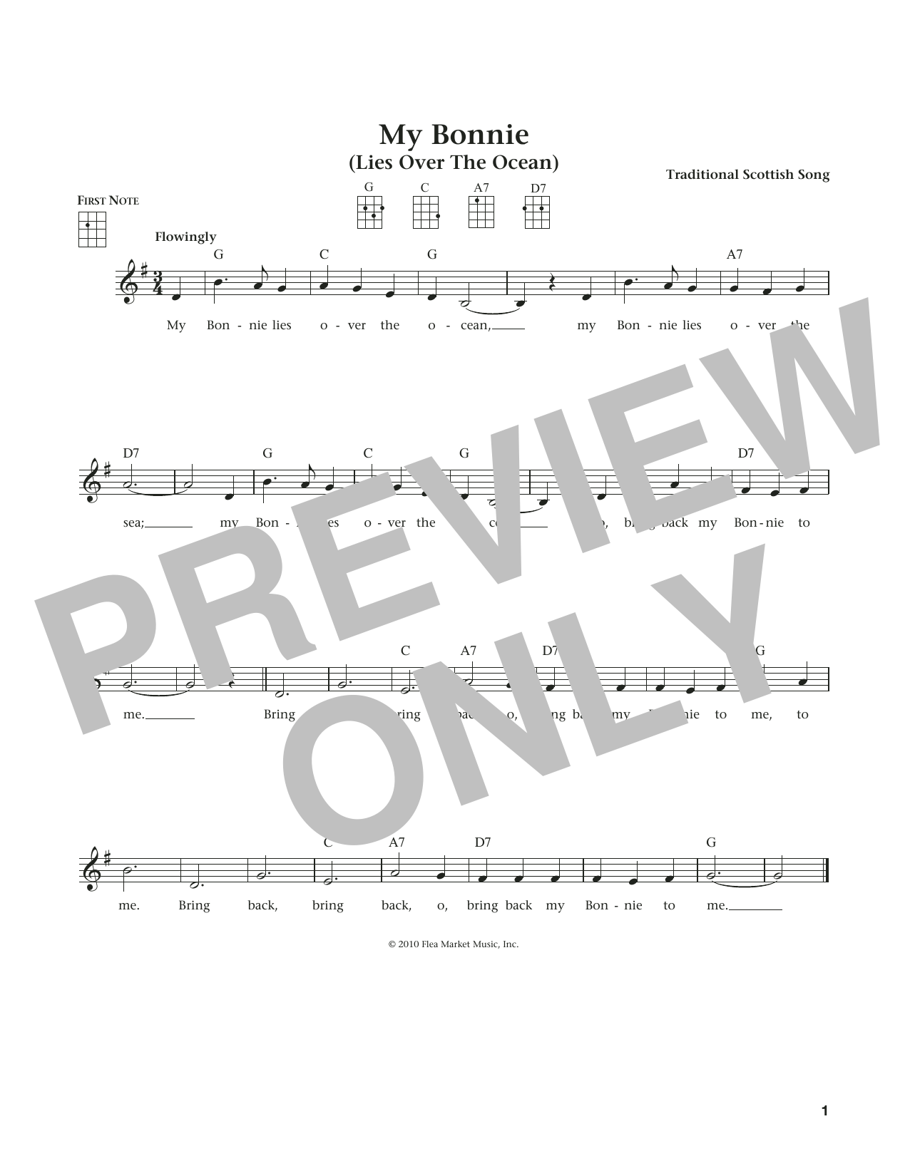Download Traditional My Bonnie Lies Over The Ocean (from The Sheet Music