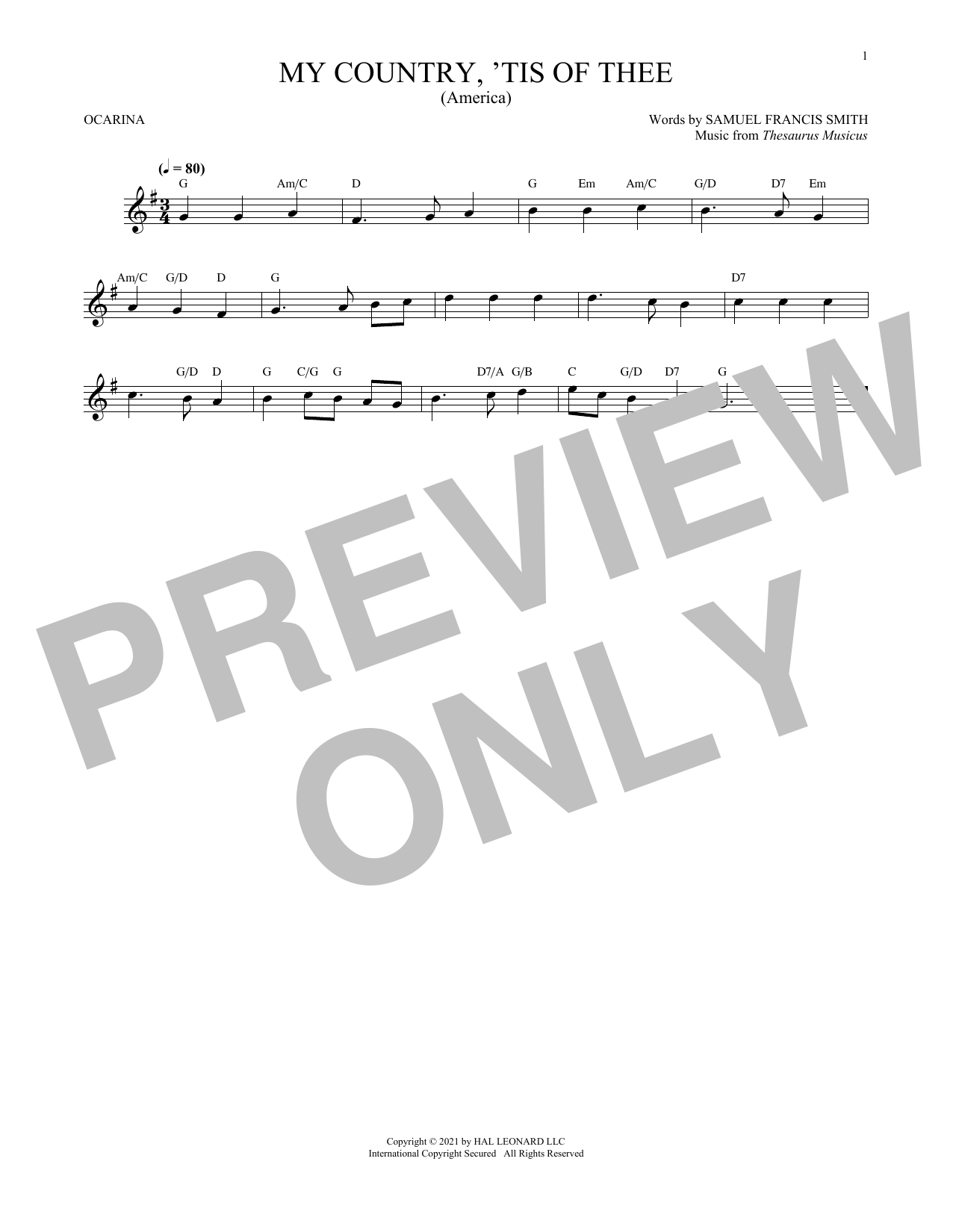 Download Samuel Francis Smith My Country, 'Tis Of Thee (America) (arr Sheet Music