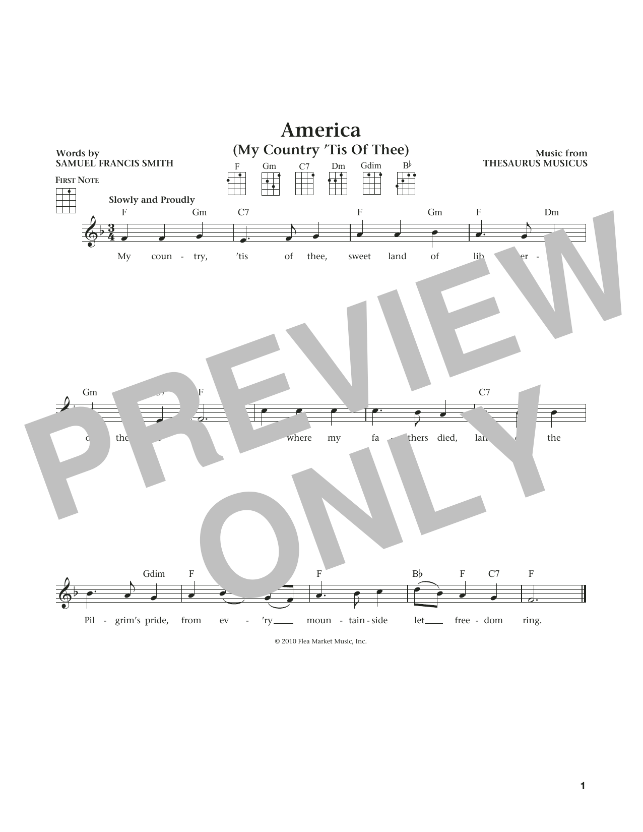 Download Thesaurus Musicus My Country, 'Tis Of Thee (America) (fro Sheet Music