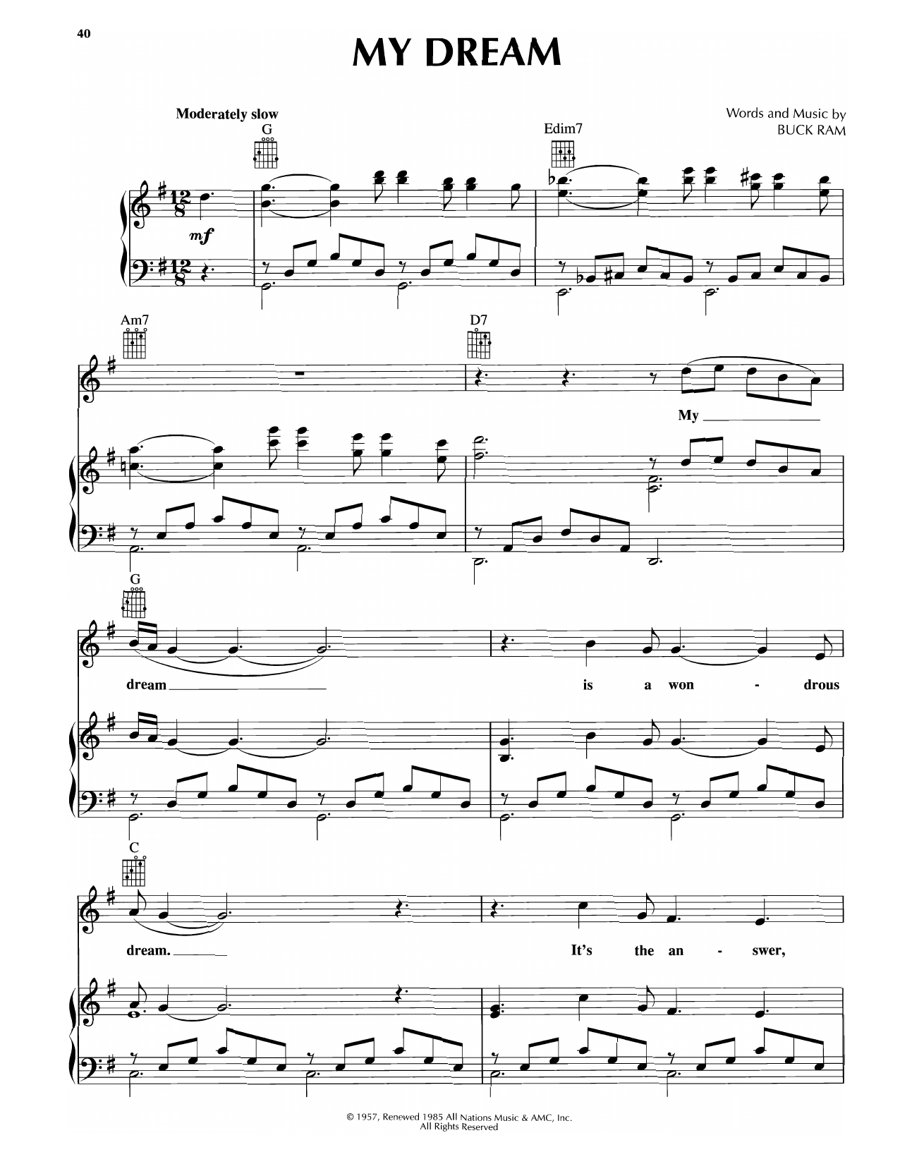 Download The Platters My Dream Sheet Music