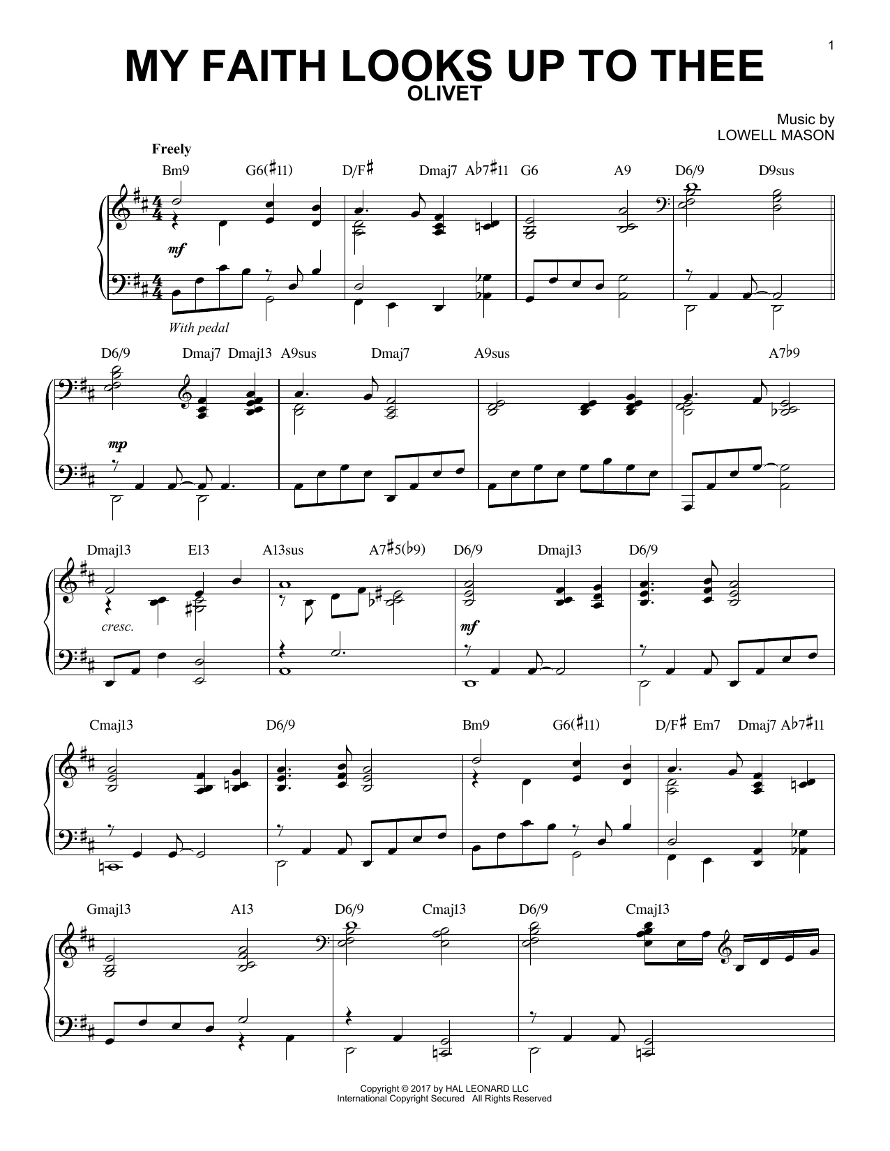 Download Lowell Mason My Faith Looks Up To Thee [Jazz version Sheet Music
