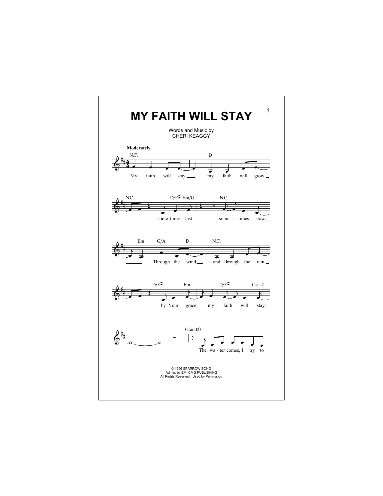 Download Cheri Keaggy My Faith Will Stay Sheet Music